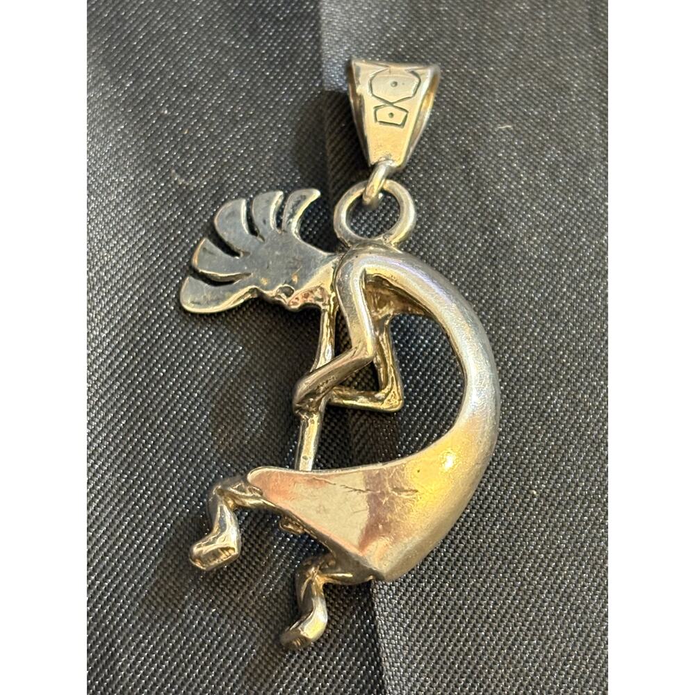 Large Sterling Silver Kokopelli Pendant Unmarked Southwestern